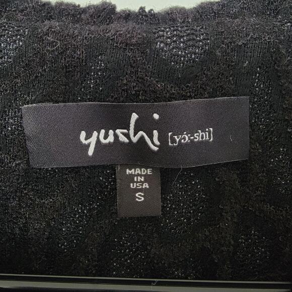 Yushi Black Cardigan Tunic Top Womens S 3/4 Sleeves Witchy Halloween Whimsygoth - Picture 6 of 11